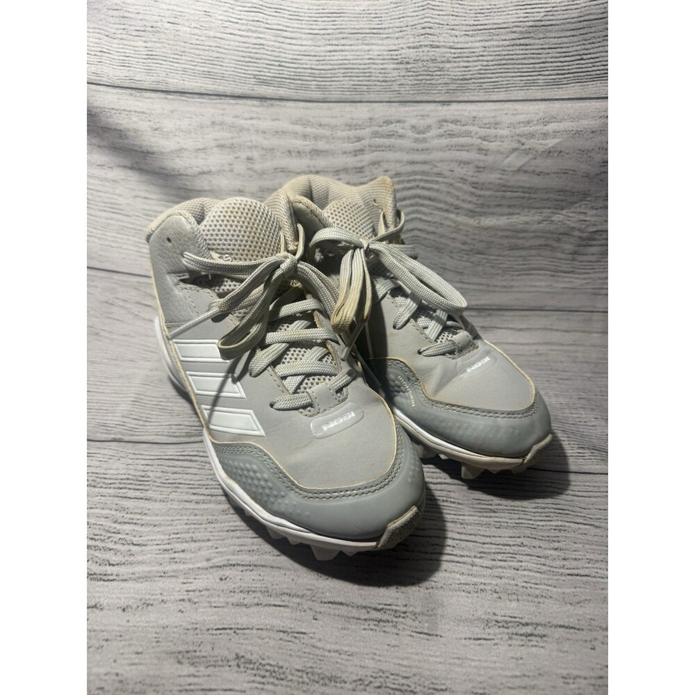 Adidas Youth Icon Sz 1 Bounce TPU Baseball Cleats Grey White FX4131